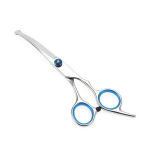 Round Tip Pet Scissors for Pets Shop 5.5 Inches Silver Tone Blue